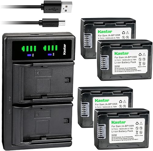 Miniatura 8 de Kastar Paquete de 2 baterías IA-BP105R y cargador USB LTD2 de repuesto para Samsung HMX-F80BN, HMX-F80SN, HMX-F80BNXAA, HMX-F80SNXAA, HMX-F800,