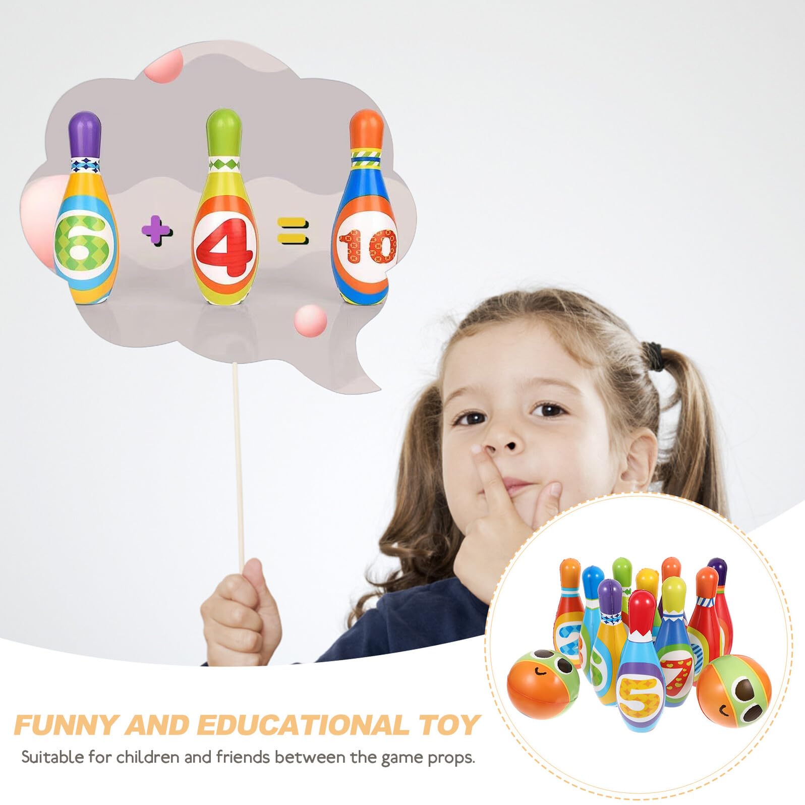 Toyvian Set Giocattolo da Bowling in Cotone per Ragazzo Ragazza Gioco Sportivo Educativo per attività Indoor e Outdoor
