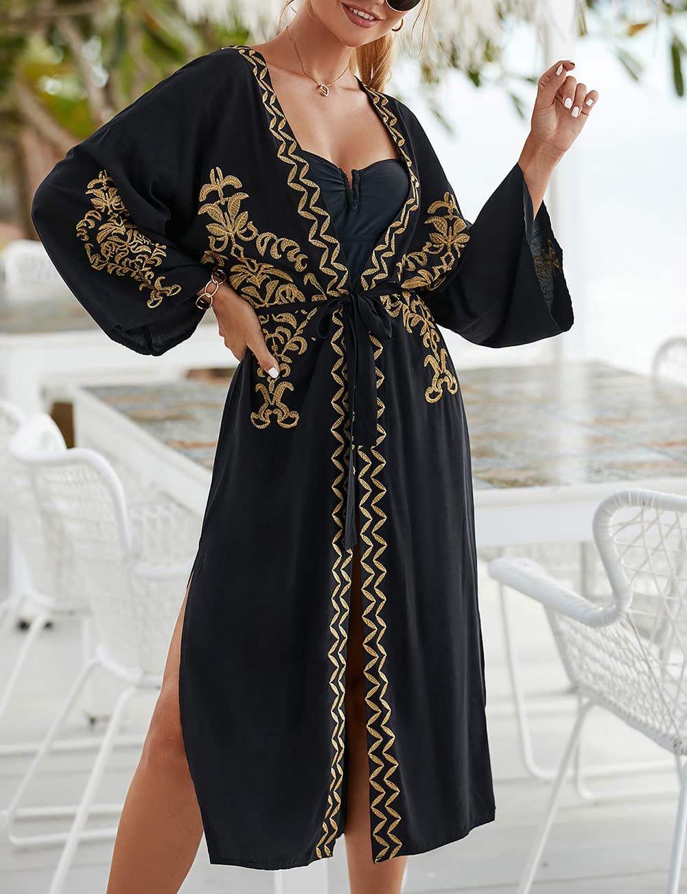 Bsubseach Damska bluzka szyfonowa/Rayon Beach Kimono Cardigan Long Bikini Cover Up