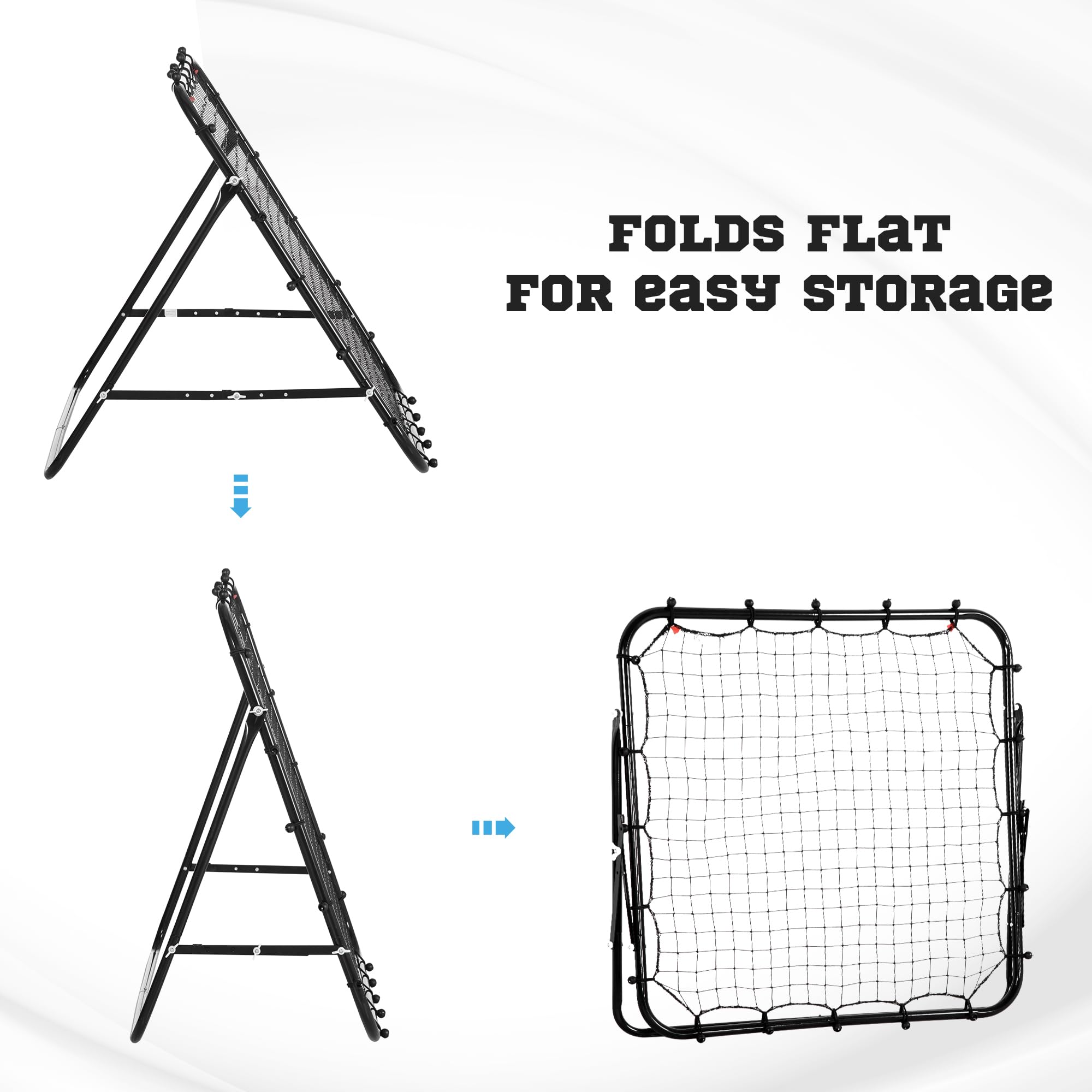 HOMCOM - Rebote para fútbol, red de rebote, tubo de metal con tejido de polietileno, pared de rebote para béisbol, baloncesto, portería de fútbol para jóvenes entrenamiento, 96 x 80 x 96 cm