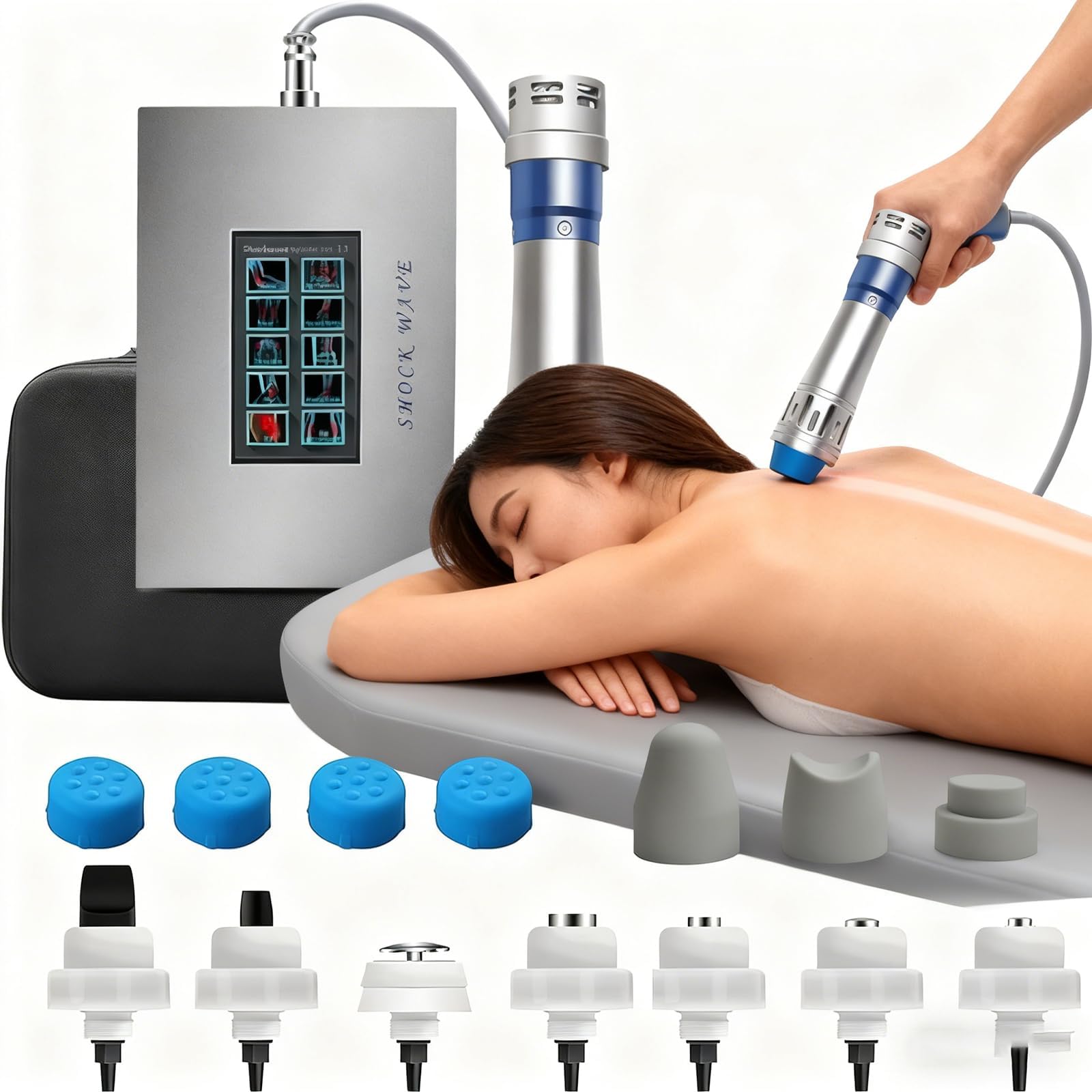 Appareil de thérapie par ondes de choc, appareil de thérapie par ondes de choc focalisées avec 7 têtes de massage, énergie réglable de 60 à 200 MJ, dites adieu aux problèmes de santé