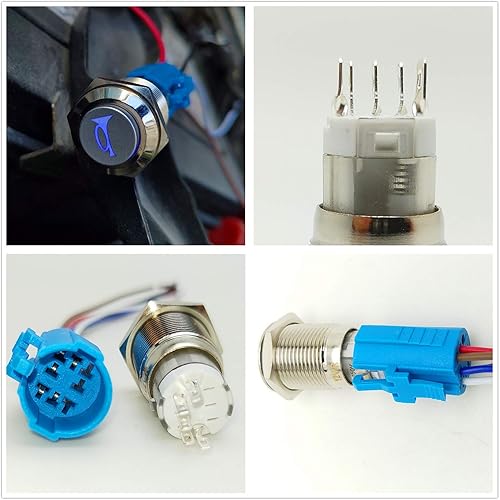 Miniatura 4 de Interruptor de botón momentáneo de bocina de coche, 12 V, 0.630 in, LED, interruptor de reinicio de encendidoapagado, interruptor de bocina