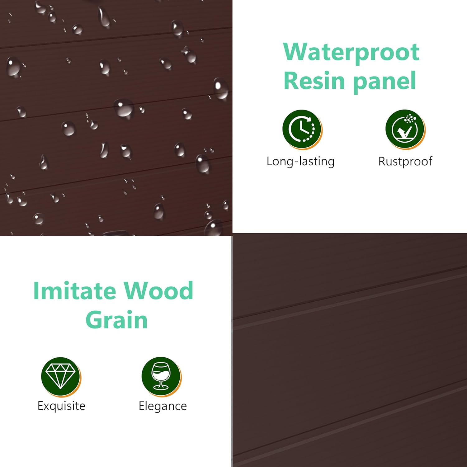 6x4.5 ft Resin Storage Shed with Floor, Weatherproof Outdoor Garden Shed, Plastic Tool Storage Shed with Double Doors for Backyard, Patio, Lawn, Bike