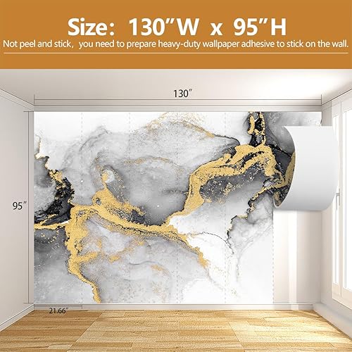 Vista 47 de Papel tapiz de mármol de oro blanco, moderno, abstracto, para sala de estar y oficina (no despegar ni pegar)