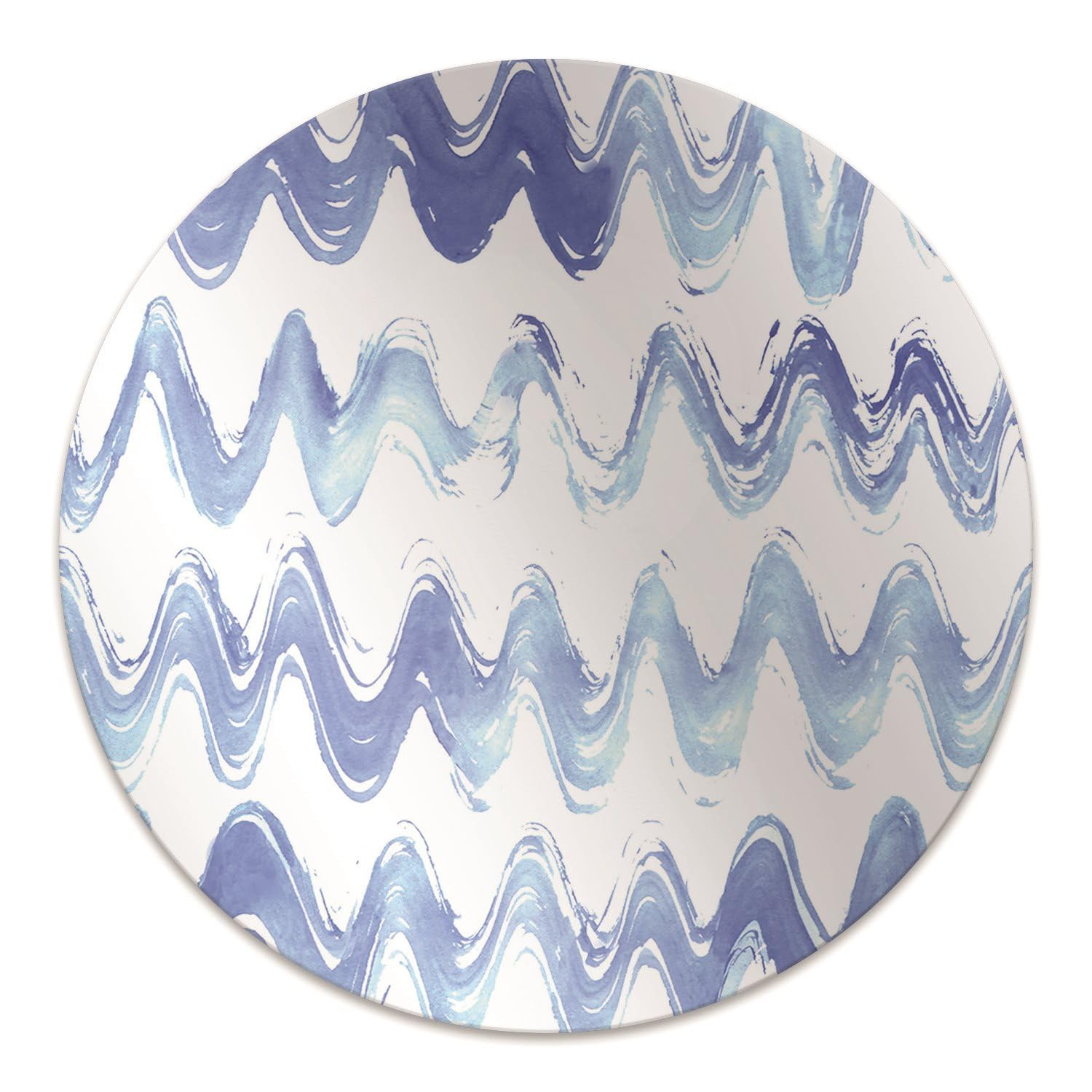 Tapis de chaise ø100 cm imperméable et antidérapant en PVC à motif vagues aquarelles