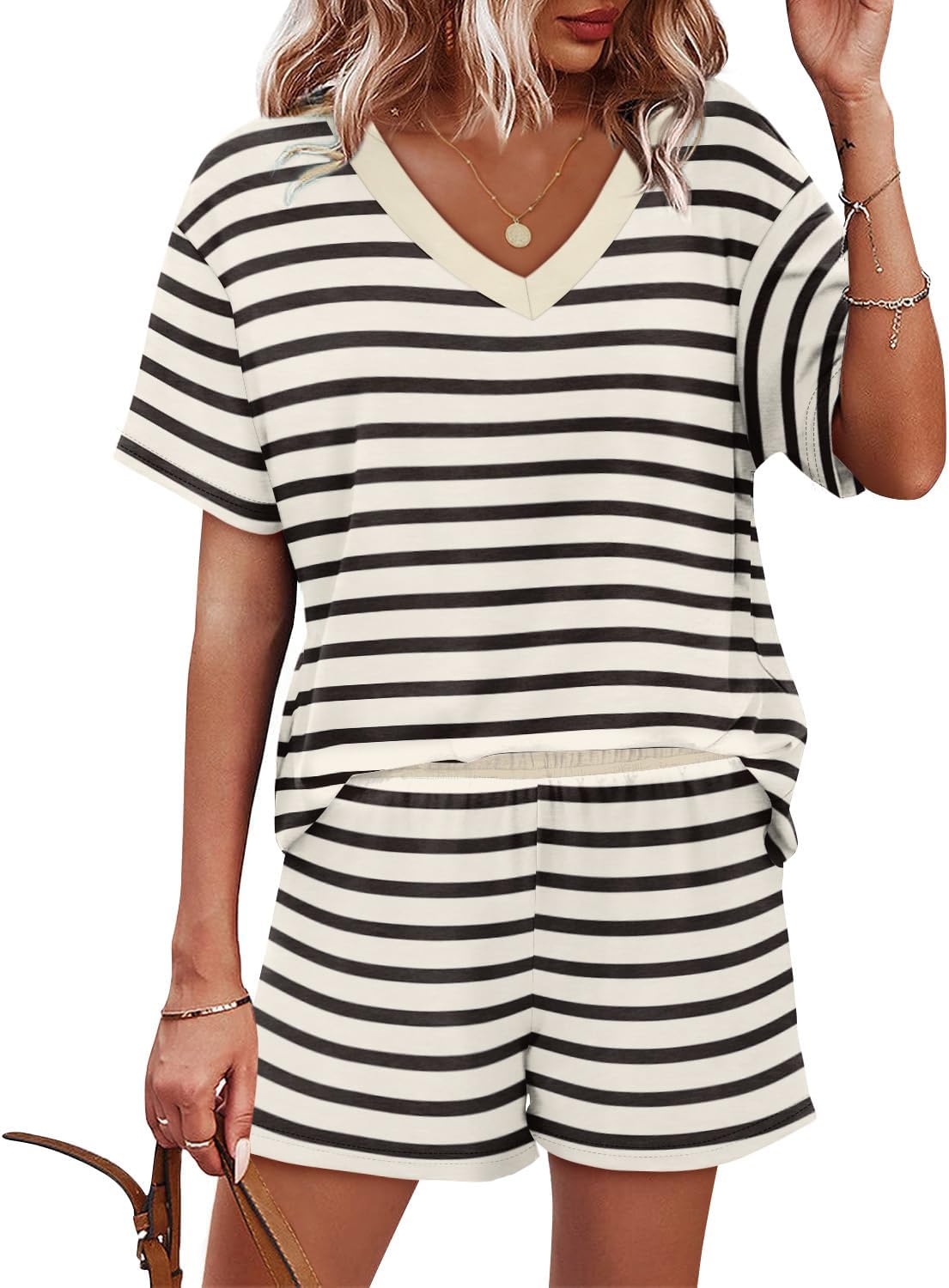 XIEERDUO Lounge Sets for Women Shorts Lightweight Summer Pajamas Set Sleepwear 2 Piece Sets Airport Vacation Outfits - Image 2