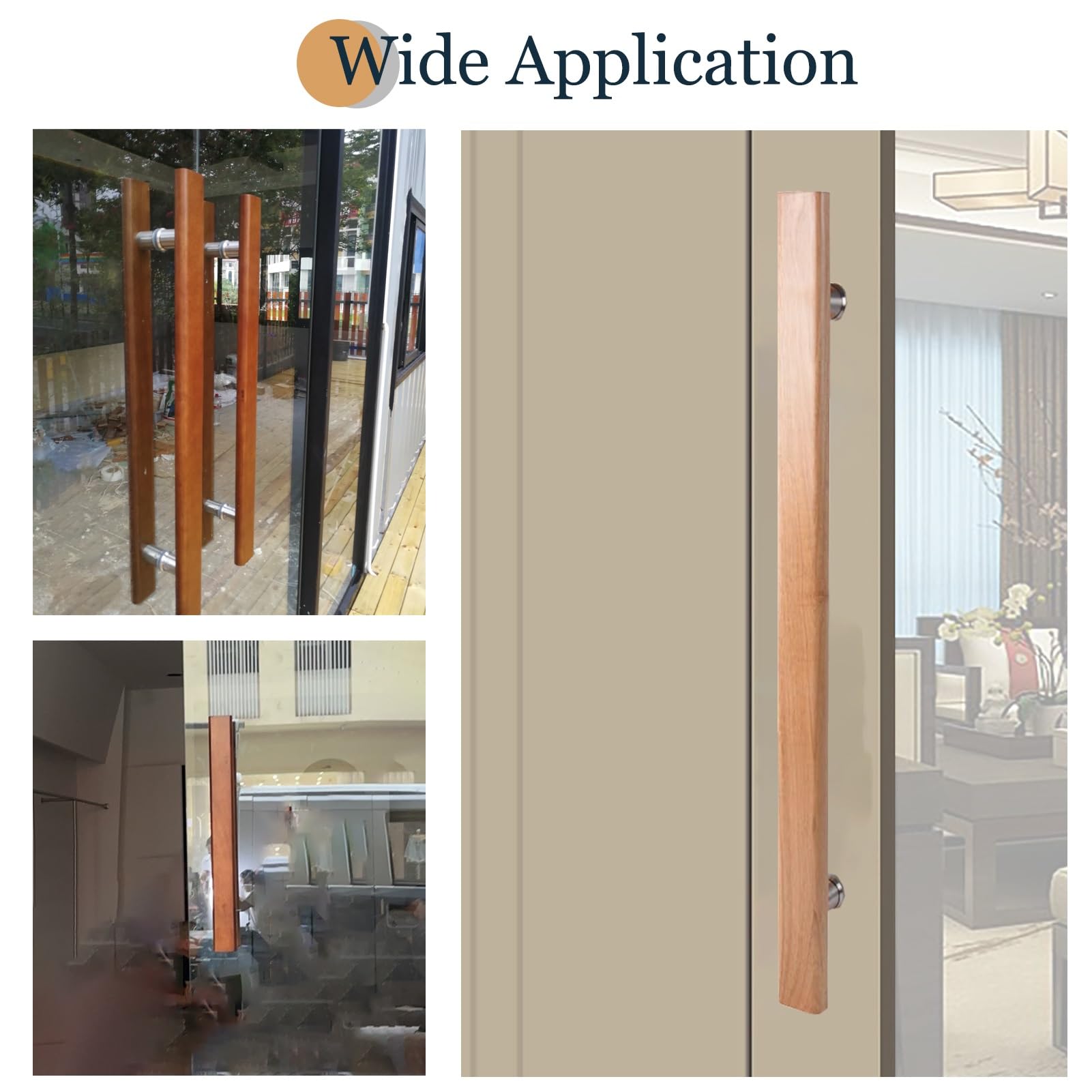 Manilla de Puerta de Madera Natural de Doble Cara, 120 cm, Lisa, para Garaje, Patio, Ducha y Uso Comercial - Acabado de Madera Natural Duradero