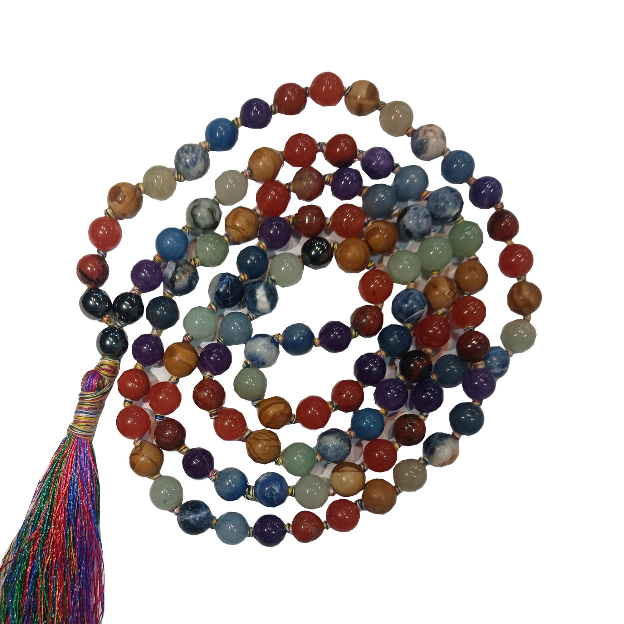 PRAYVERSE 7 Chakra Mala Original Certified Classy Seven Chakra Jaap Mala 108 Beads Mala 7 चक्र माला Quality Colourful Beads Mala Seven Chakra Crystal Mala Rosary Beads for Chanting Purpose-Regular Size.....-image-8