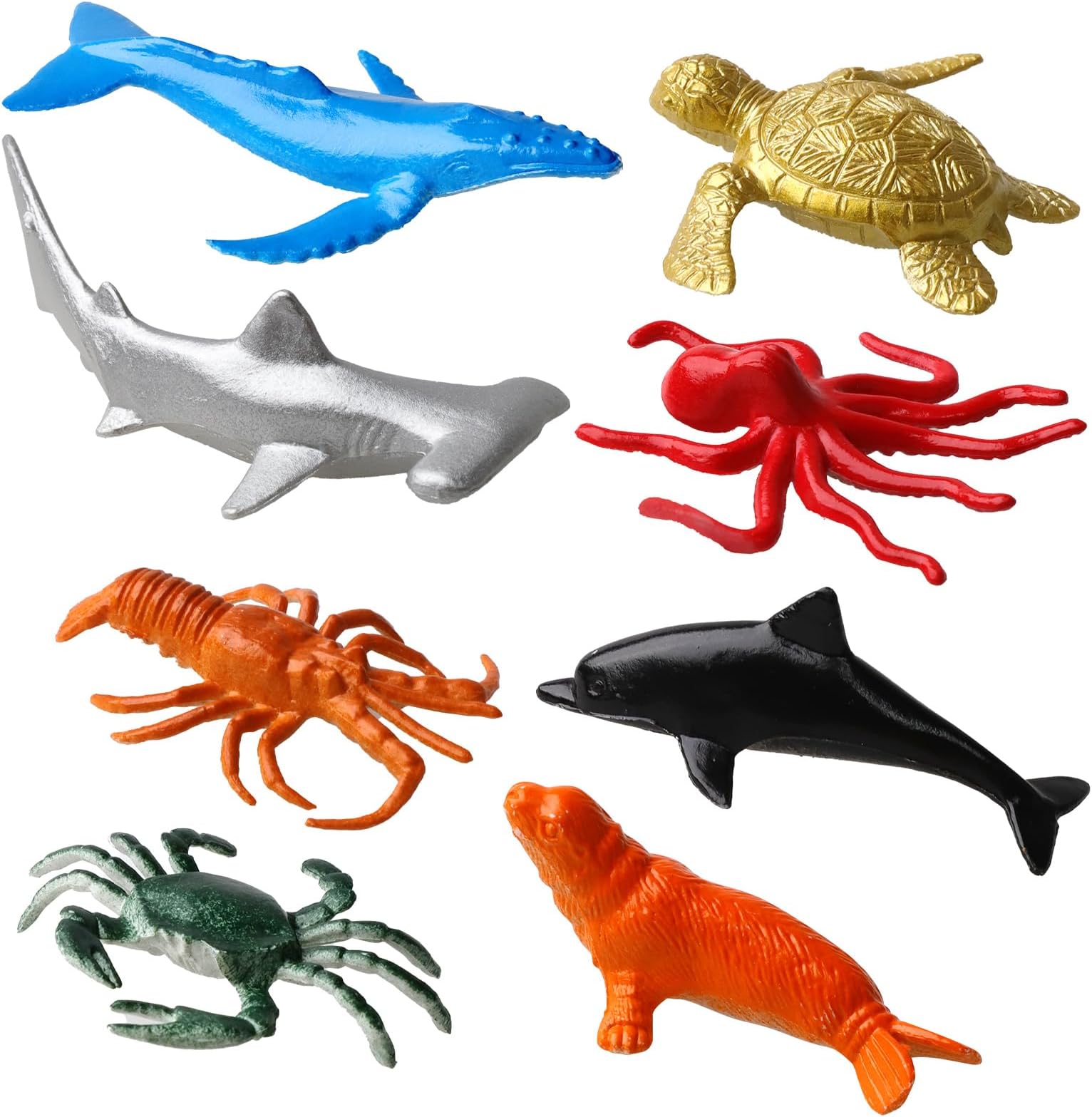 BLMHTWO 8PCS Ocean Animals Figures, Sea Animal Toys Realistic Plastic Sea Animals Figures Under The Sea Creatures Shower Bath Toys for Cake Decorating, Learning Rewards