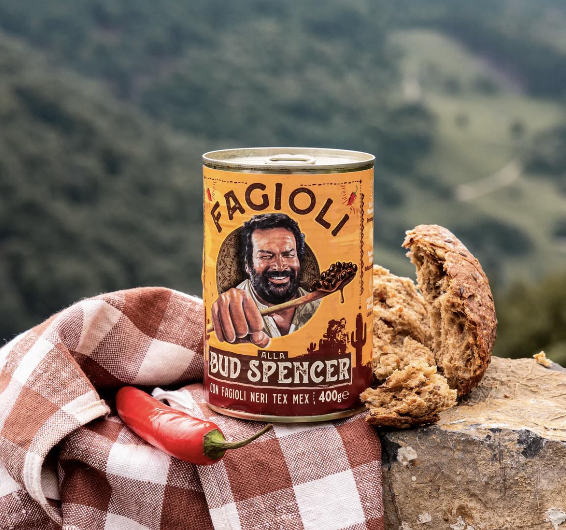 Fagioli Neri Tex-Mex alla BUD SPENCER Ricetta Originale 4 confezioni da 400gr con esclusivo adesivo Zeus Party