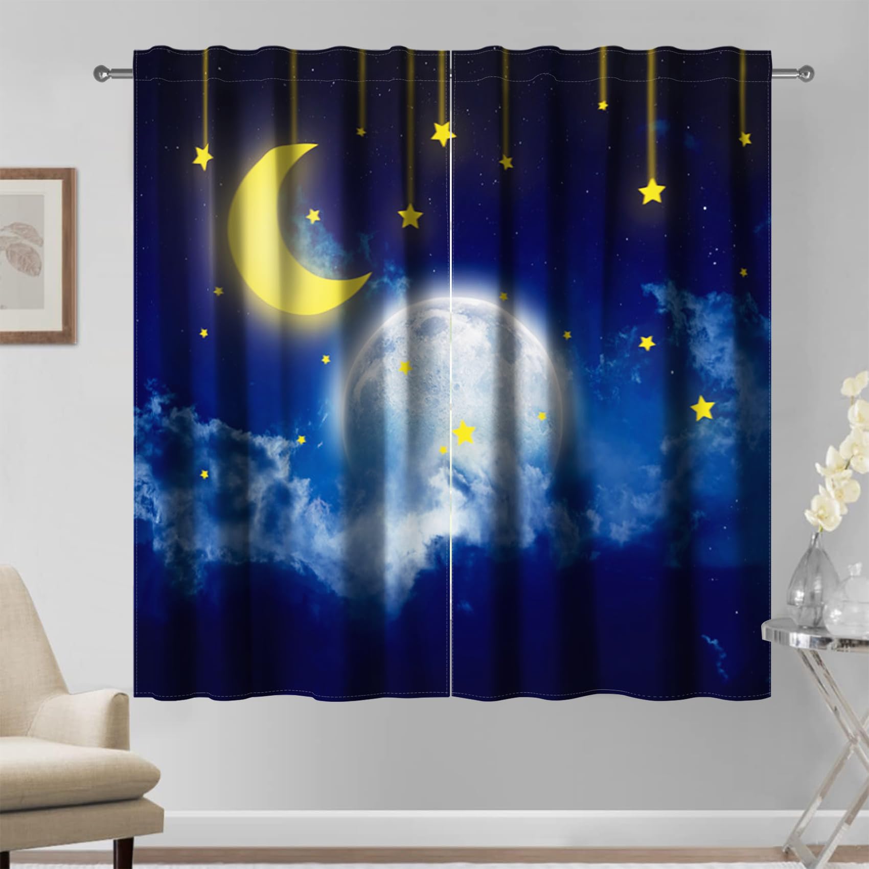 Kzzfqxb 117x138cm Rod Pocket Curtains 2 Panels