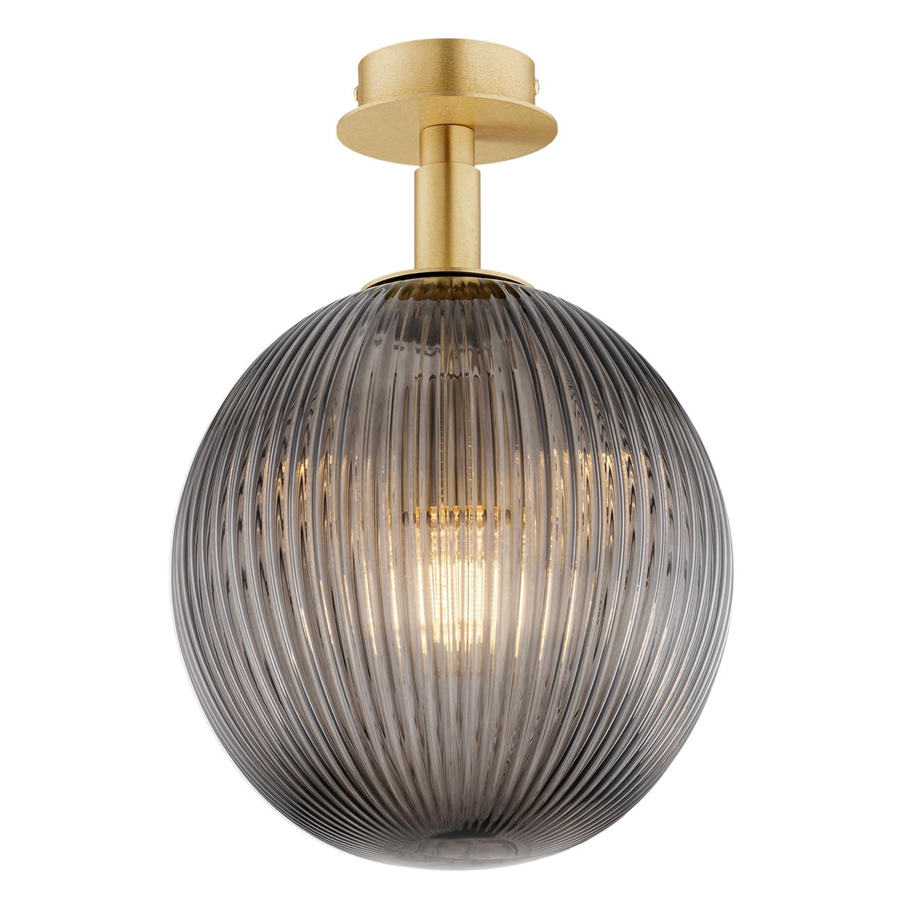Argon PALOMA Plafoniera a globo 25 cm fumo (Cannellato), Ottone Spazzolato