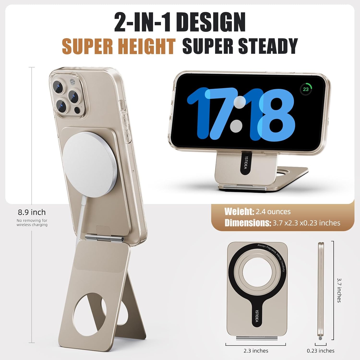 Magnetic Tripod for iPhone, Aluminium Phone Tripod Stand Compatible with Magsafe iPhone 17/16/15/14/13/12 Series, Foldable Strong Magnetic Phone Stand & Travel Essentials Accessories - Image 2