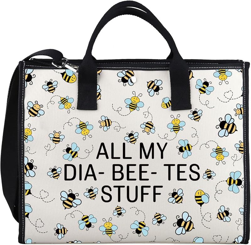 Necessaire XYANFA em lona com alça de ombro, 2 compartimentos, 23 cm x 18 cm, Dia- Bee- Tes Stuff TOTE BAG2