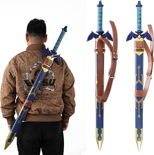 Miniatura 6 de Long-tail cat, Legend of Zelda Sword Saint Sky - Espada de metal de acero inoxidable, anime japonés, juego de rol (espada Skyward-azul revestido-C)