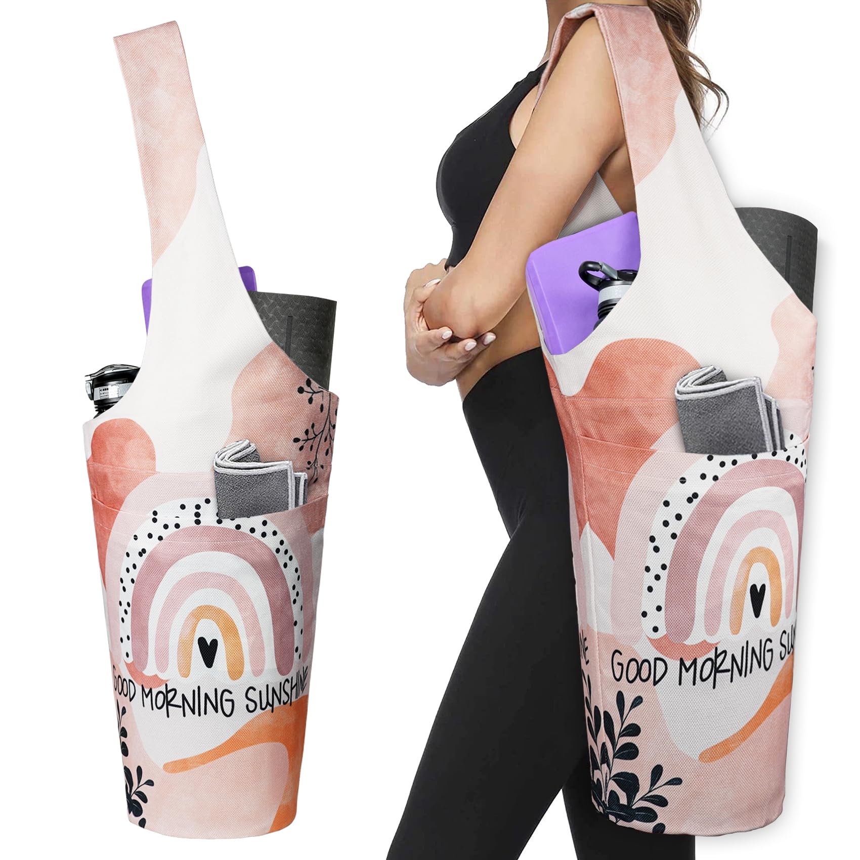 Yoga Mat Bag - Long Tote with Pockets - Holds More Yoga Accessories - Yoga Bag Fit Most Size Mats - Yoga Mat Carrier