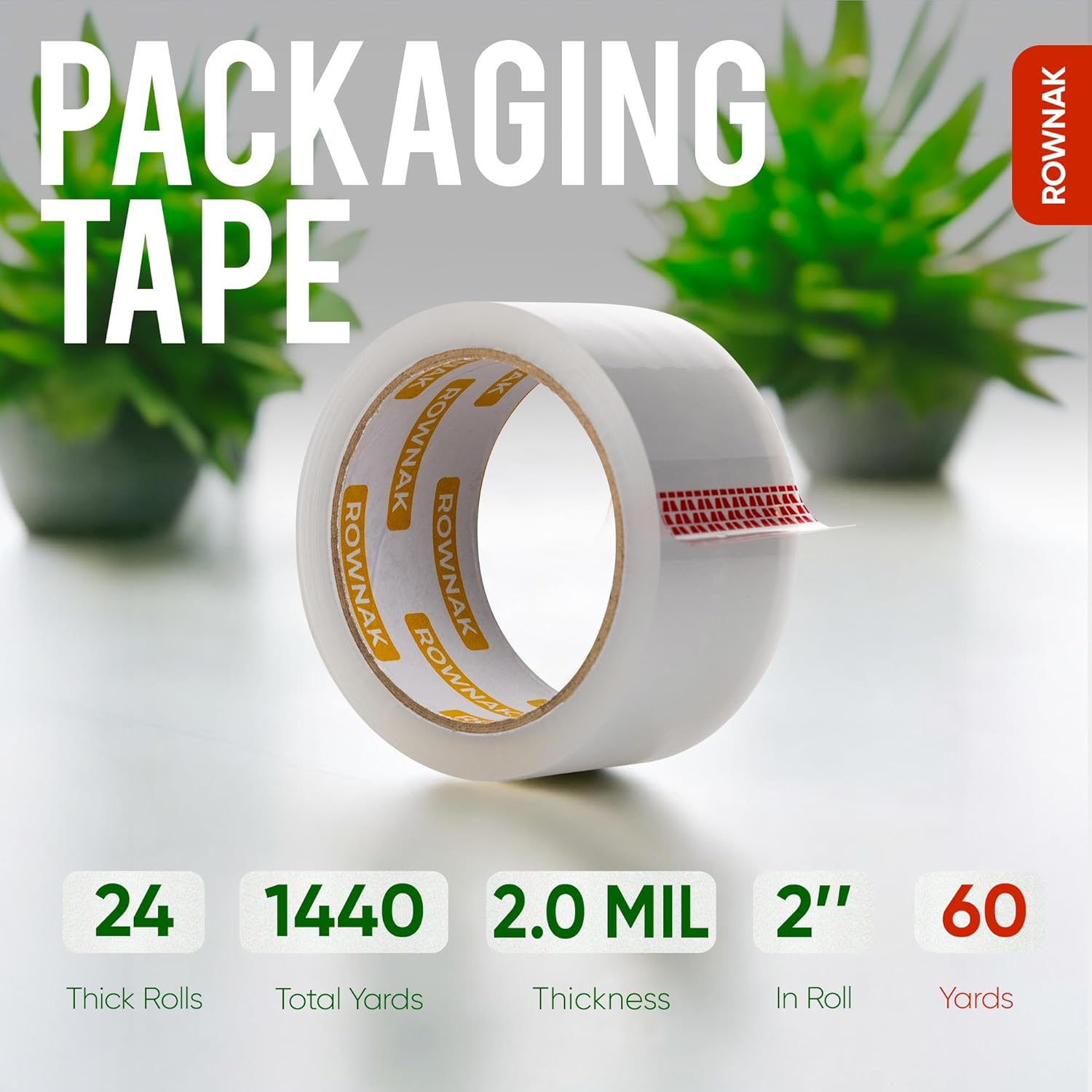 Clear Packing Tape 24 Rolls - Heavy Duty Packaging Tape 2.0mil Thick, 2.0 in. Wide x 60 Yards - Strong Adhesive, Silent, Reliable Package Tape for Home Office Shipping Moving Sealing