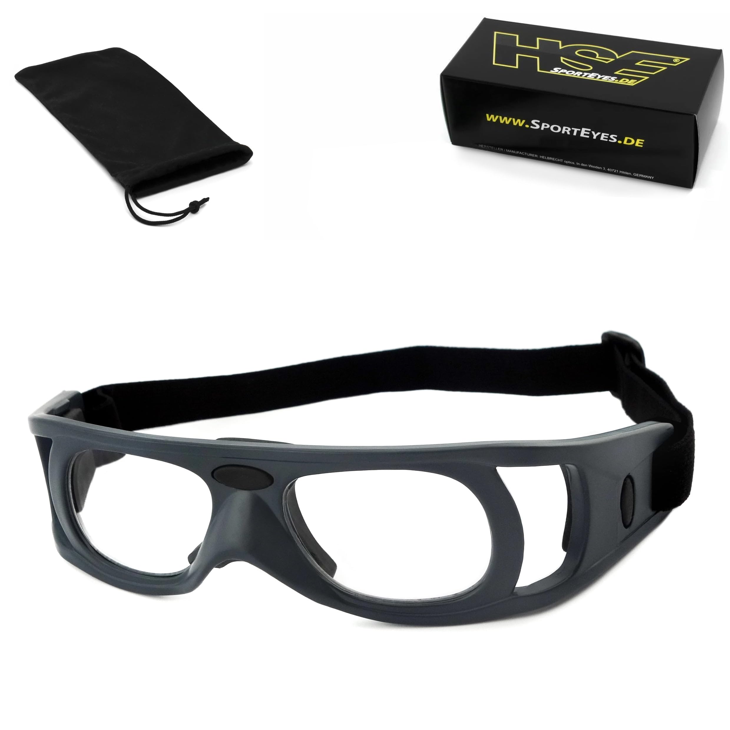 HSE® SportEyes® | Sportschutzbrille, Schulsportbrille, Ballsportbrille, Sportbrille | UV400 Schutzfilter, HLT® Kunststoff-Sicherheitsglas | 2400 (L - 145mm Brillenbreite)
