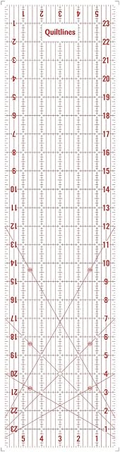 Non Slip Quilting Ruler in Inches, Laser Cut Acrylic, Transparent & Easy to Read Markings 6 inch Wide x 24 Inch Long (6 x 24)