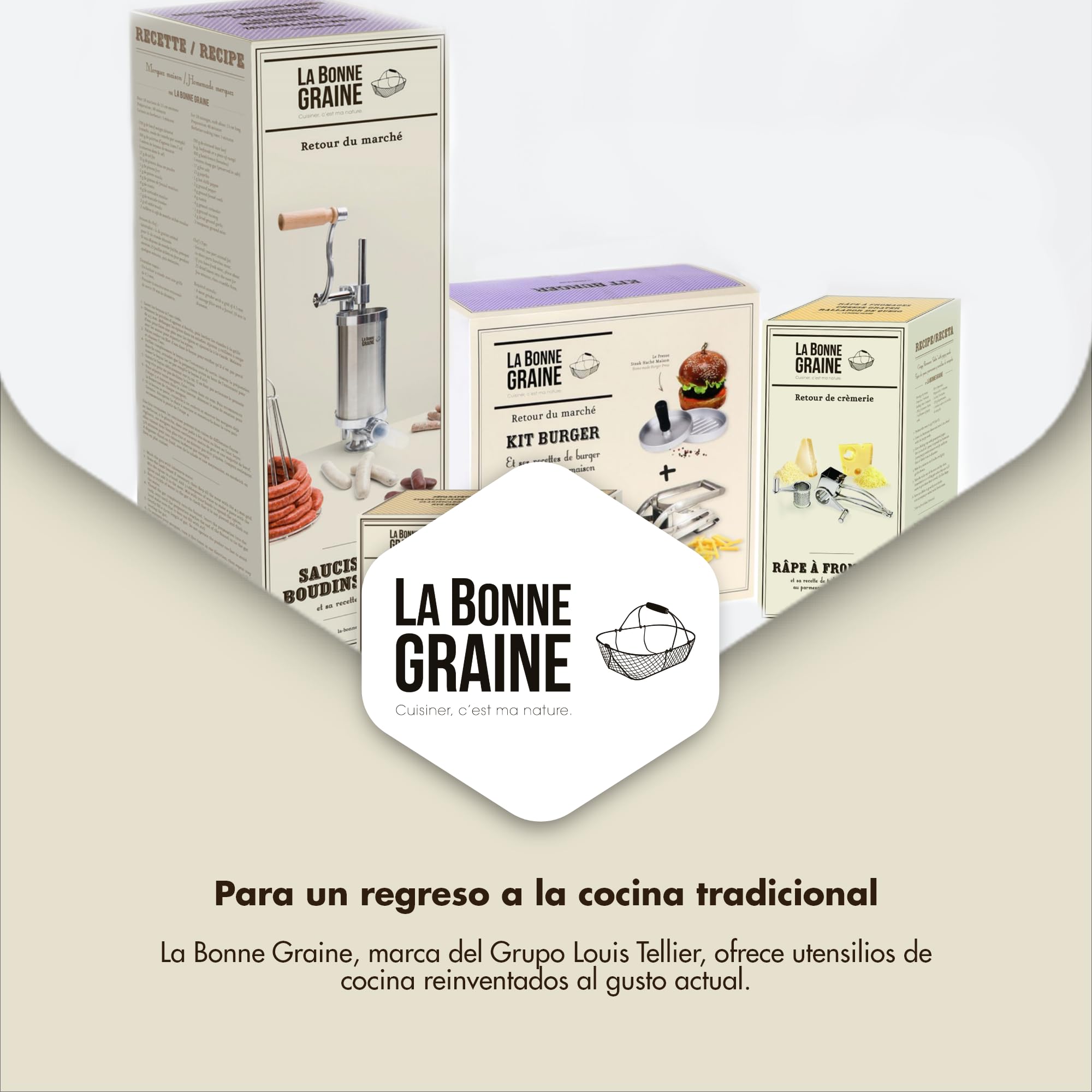 Louis Tellier – Pasapurés Manual de Acero Inoxidable – Molino de Verduras con 3 Rejillas Intercambiables – Para Purés, Sopas y Compotas – Uso Profesional y Doméstico - 24 cm
