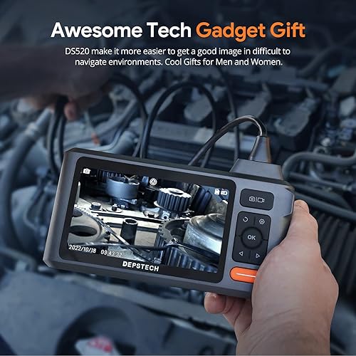 Vista 5 de Triple Lens Borescope Tool, DEPSTECH 5" IPS Screen Endoscope Camera with Lights, 1080P Sewer Inspection Camera & Split Screen, 180° Rotation, IP67