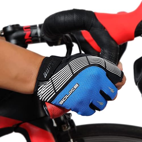 Miniatura 5 de Souke Sports Guantes de ciclismo Guantes acolchados de medio dedo para bicicleta con absorción de golpes, antideslizantes, transpirables, MTB y