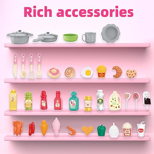 Miniatura 7 de Doloowee Juego de cocina para niños, juguete de cocina para niños pequeños de 3 a 5 años con más de 40 accesorios, juego de cocina de juguete para