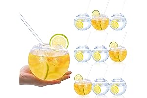 Fish Bowls Party Cups for Drinks With Lids and Straws