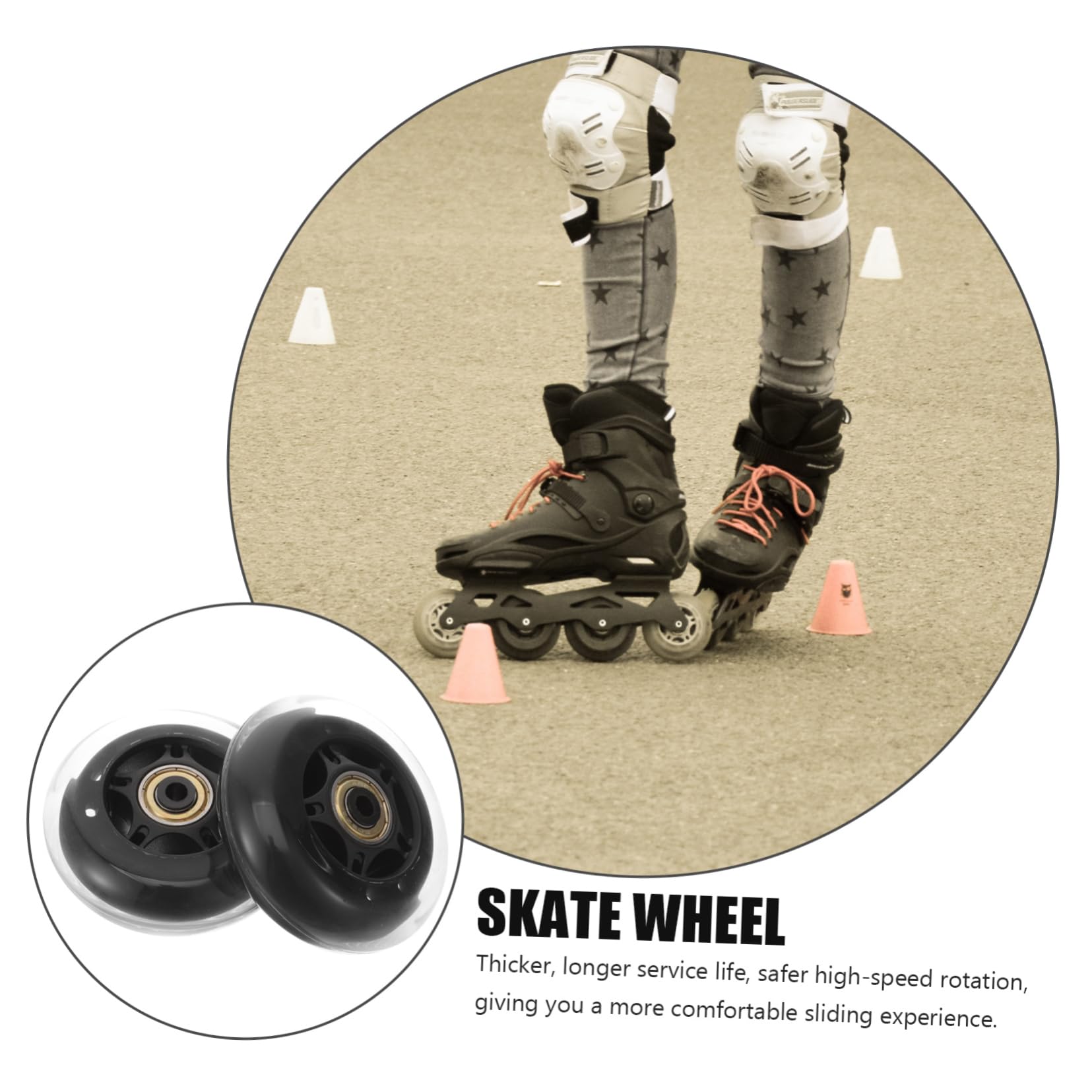 HOMSFOU 4 Sätze Pu Ersatzrollen Für Rollschuhe Geräuscharme Skate Mit Lager Inline Skates Und Scooter Stabile Und Hochwertige Skateboard Zubehörteile Für Sicheres Fahren 2 Stücke * 4