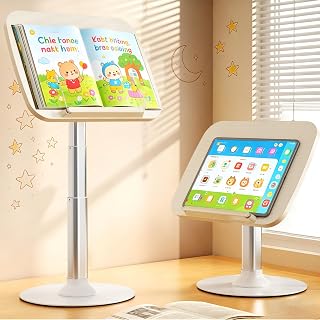 2-in-1 Kids Reading Stand for Books and Tablets, Adjustable Book Holder