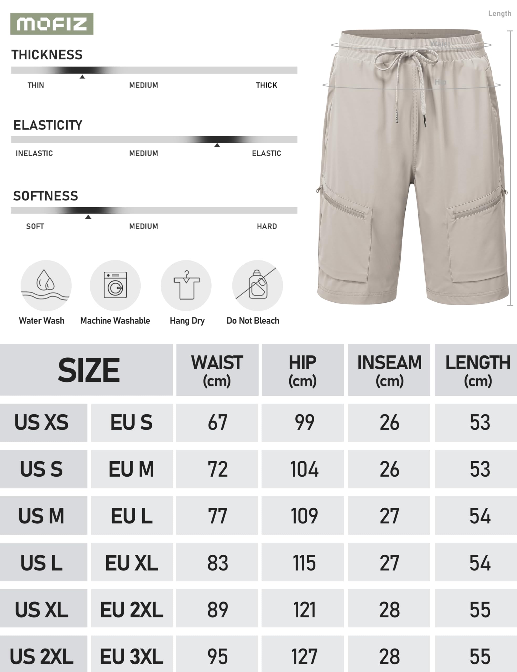 MoFiz Short Cargo Femme Bermuda d'extérieur Randonnée d'été Léger Pantalon Court à Séchage Rapide avec Cinq Poches Zippées