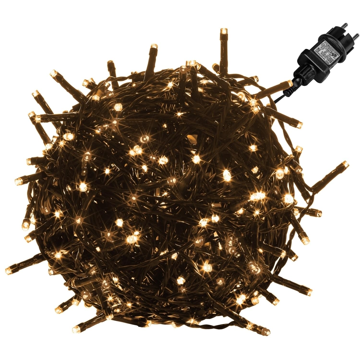 VOLTRONIC LED Lichterkette, IP44, Modell- und Farbwahl, 400 LEDs, Grünes Kabel, warmweiß