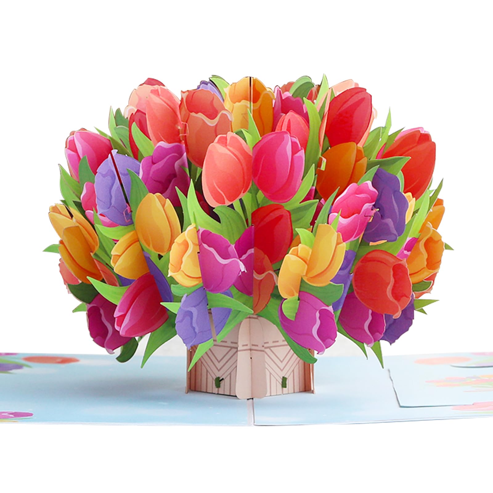 KUKUTrue® 3D Tulip Pop Up Card with Flower Bouquet, Pop Up Birthday Cards for Women, Wedding Anniversary Card, Get Well Soon Cards, for Women Girlfriend Mother Daughter Sister Grandma — image 1