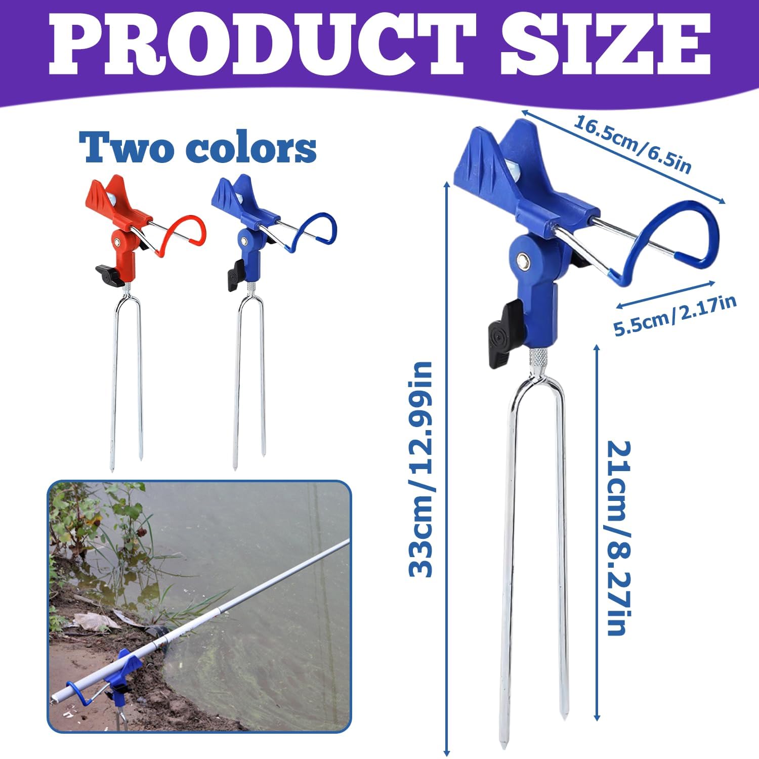 2 Stück Angelrutenhalter Edelstahl - 360° Verstellbar