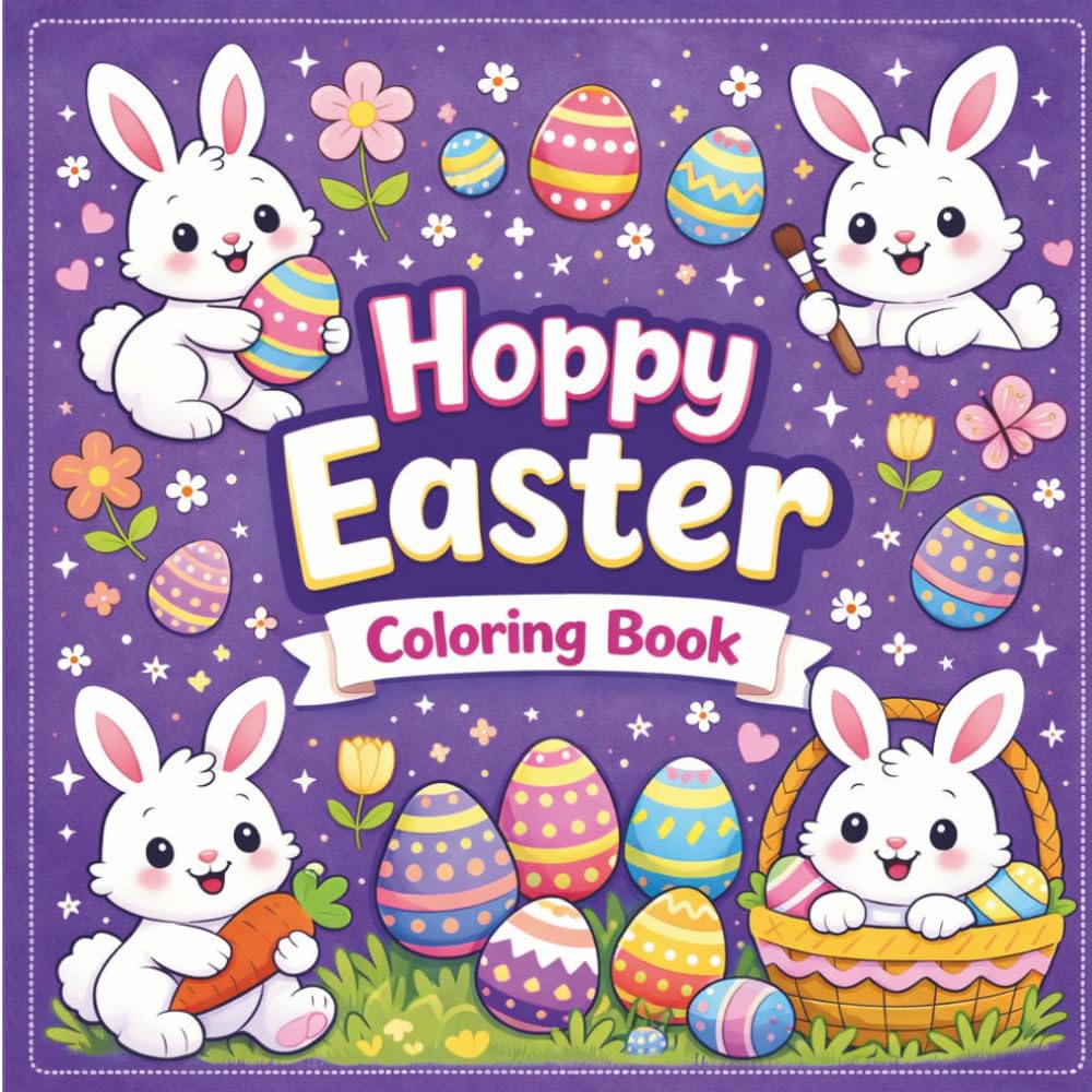 Hoppy Easter Coloring Book: A Mini Bold & Easy Easter Scenery Coloring Book