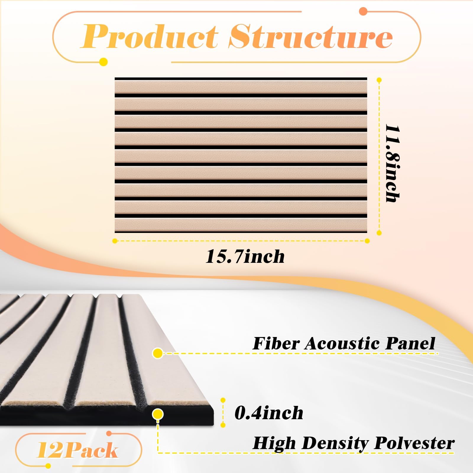 NZQXJXZ Paquete de 12 Paneles Acústicos de Pared Grandes | Paneles Acústicos Insonorizados Autoadhesivos para Pared, 40 x 30 x 1 cm, Tratamiento Acústico para Oficina en Casa