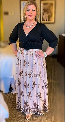 Vista 3 de GRAPENT Vestido largo de fiesta con lentejuelas y mangas 34 para mujer, talla grande