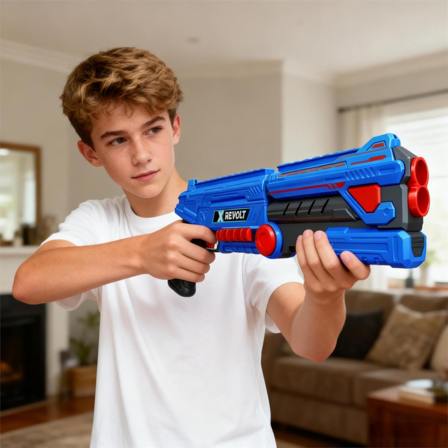 Double Barrel Style Foam Blaster - Realistic Break-Open Action Toy Shotgun with 12 Soft Darts - Manual Single-Shot Pump Action Toy Gun for Boys Ages 8-12, Outdoor Games, Birthday Gift