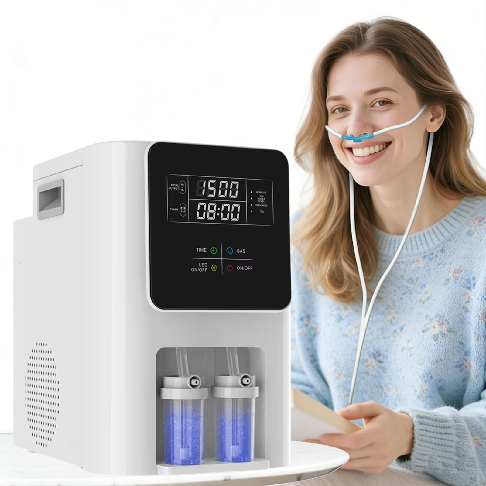 Urządzenie Do Inhalacji Wodorem Molekularnym O Czystości 99,99% – Przenośny Aparat Oddechowy H2, Generator Wodoru Do Użytku Domowego, Wspierający Wellness, Sen 900ml/min