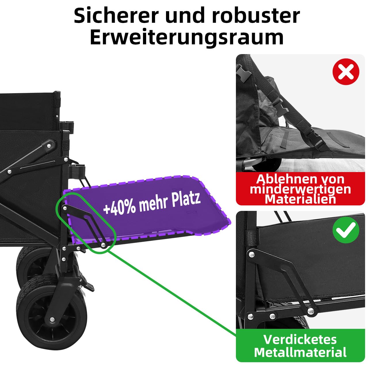 Carrito para Perros Grandes Senior y Post-Cirugía, 50kg, Plegable con Ruedas Sin Aire y Puerta Trasera de Fácil Acceso - GGW