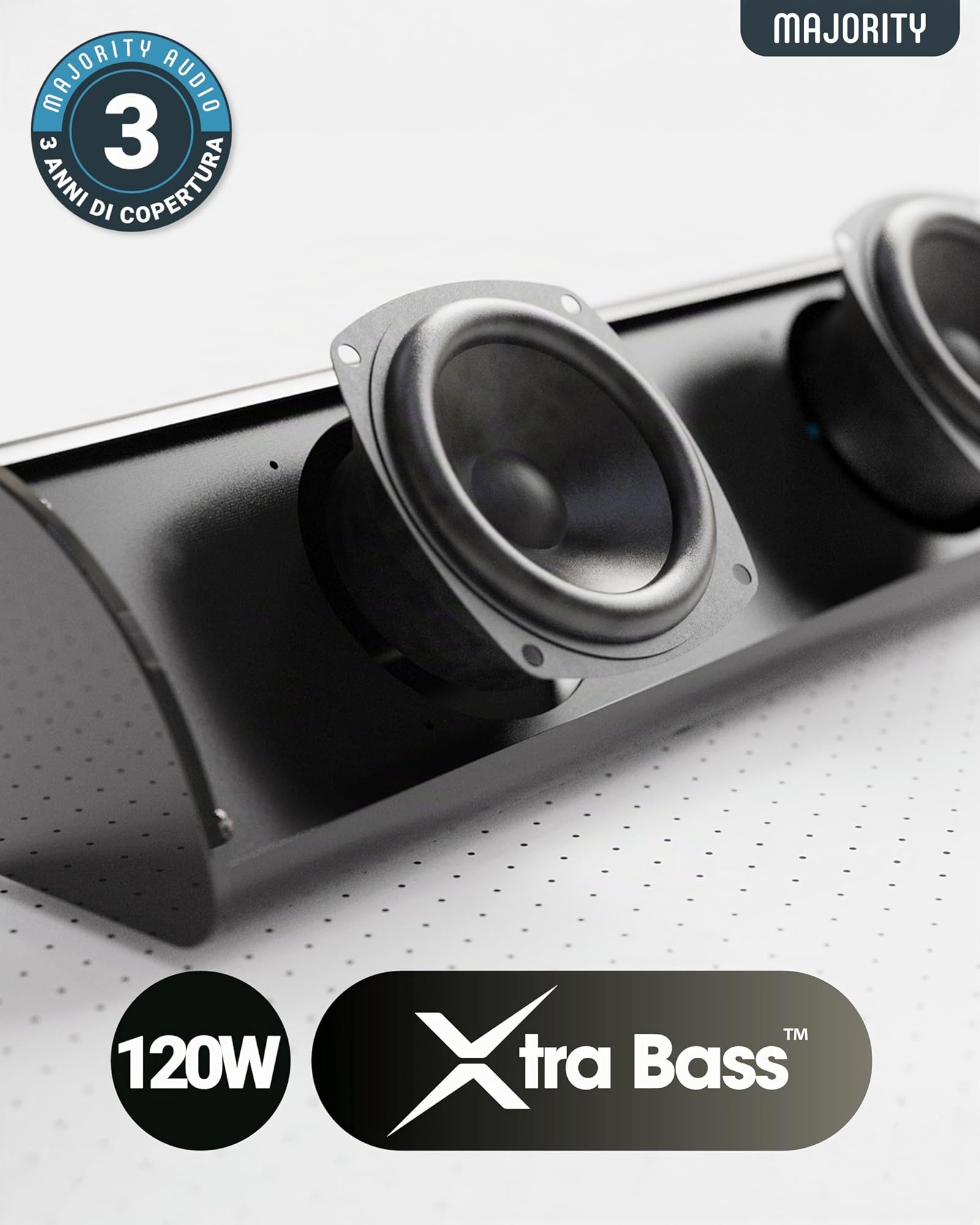 Majority Barra Soundbar TV con Subwoofer Integrato | 2.1 Home Theater | 120W Cassa TV Sound Bar | Casse Bluetooth con Connessione RCA, ottica e AUX | Altoparlanti Montabile a Parete Snowdon
