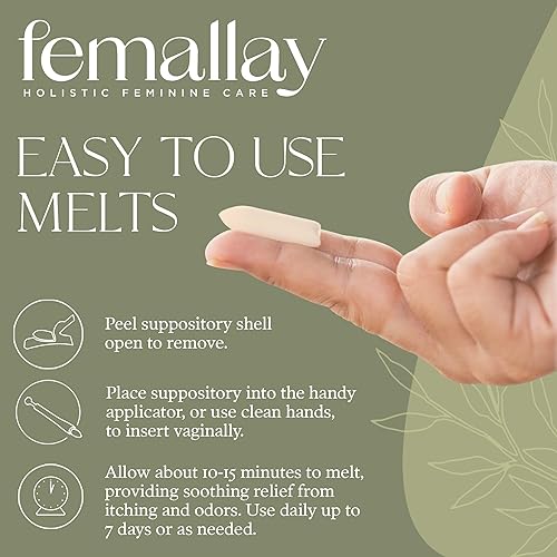 Miniatura 4 de Femallay Supositorios de limpieza vaginal de aceite de lavanda y árbol de té para higiene, 100% naturales para el cuidado femenino, ideal para