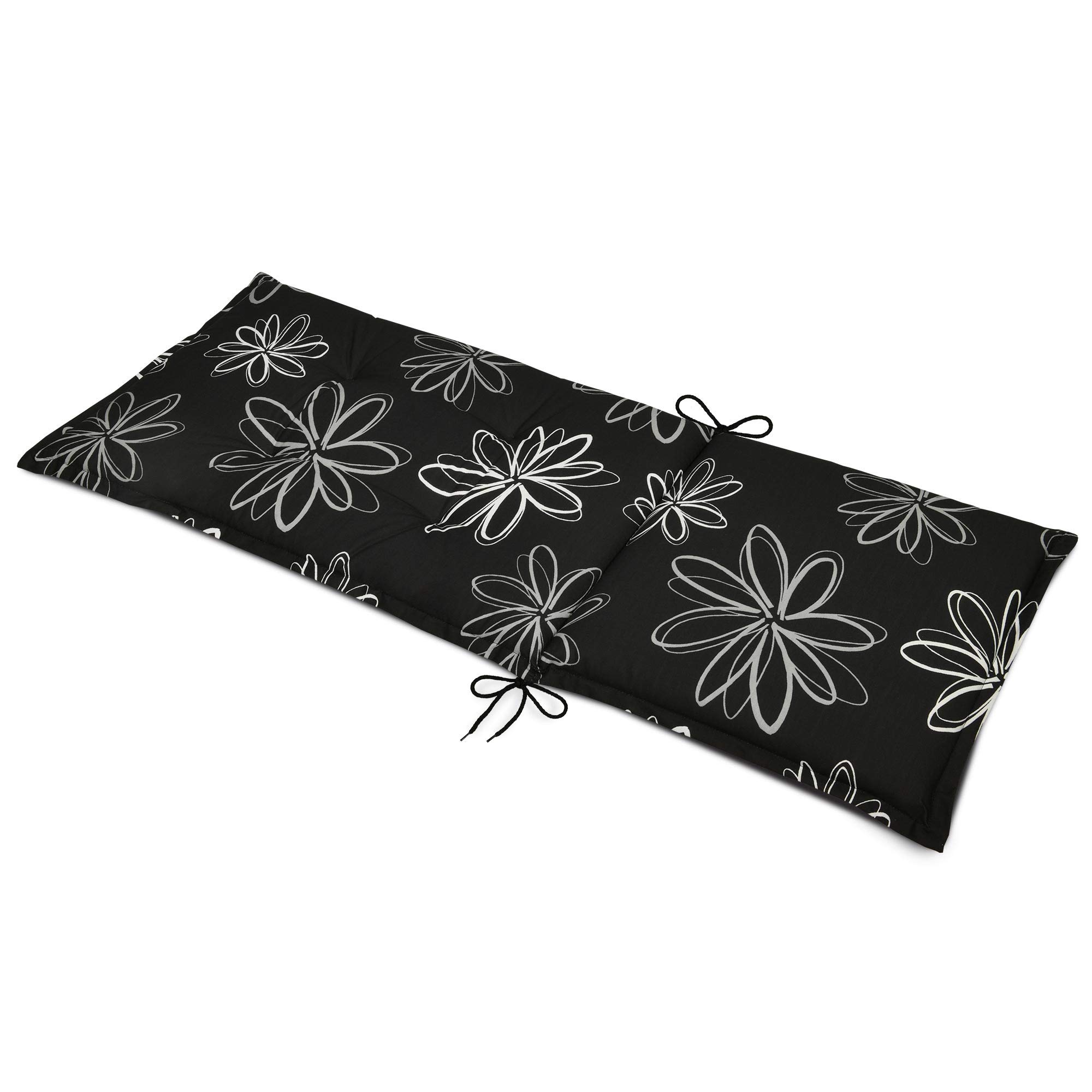 Beautissu 6er Set Hochlehner Auflage für Gartenstuhl UV-Lichtecht Blumen | 120x50cm schwarz mit 6cm Dicke Polster Sitzpolster Gartenstuhlauflage Gartenstuhlauflagen Sitzauflage Flores