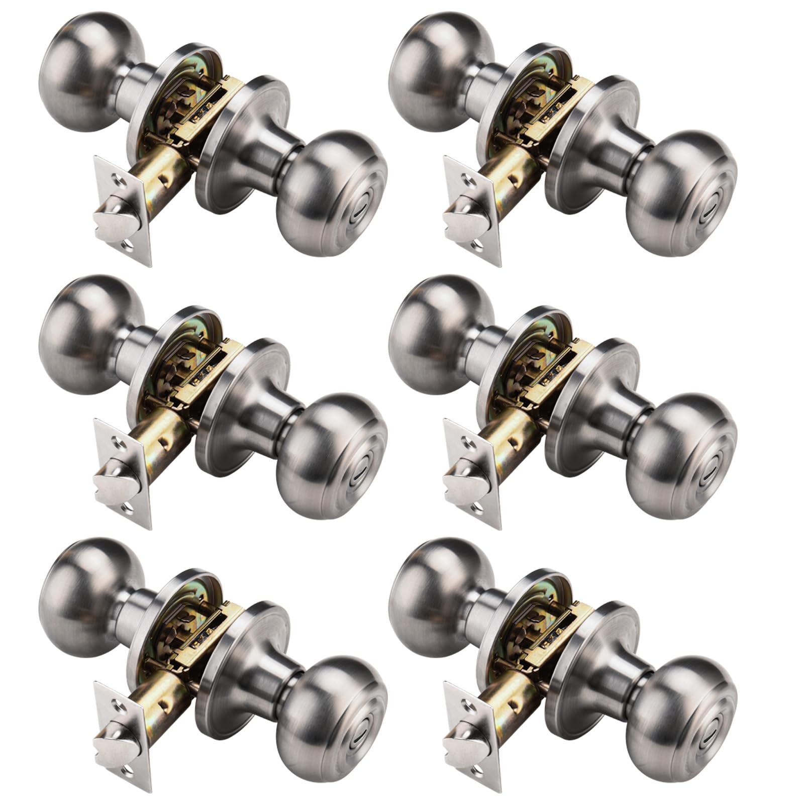 Black Door Knobs with Lock - 6 Pack for Bathrooms & Bedrooms -11 Black Door Knobs with Lock - 6 Pack for Bathrooms & Bedrooms -11