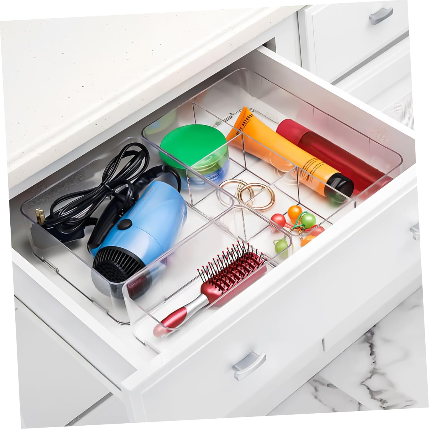 Gadpiparty 1Set Organizer Bins Versatile Storage Cases for Kitchen Cabinet and Dresser Dividers Sturdy and Transparent with Mat for Maximum Space Utilization