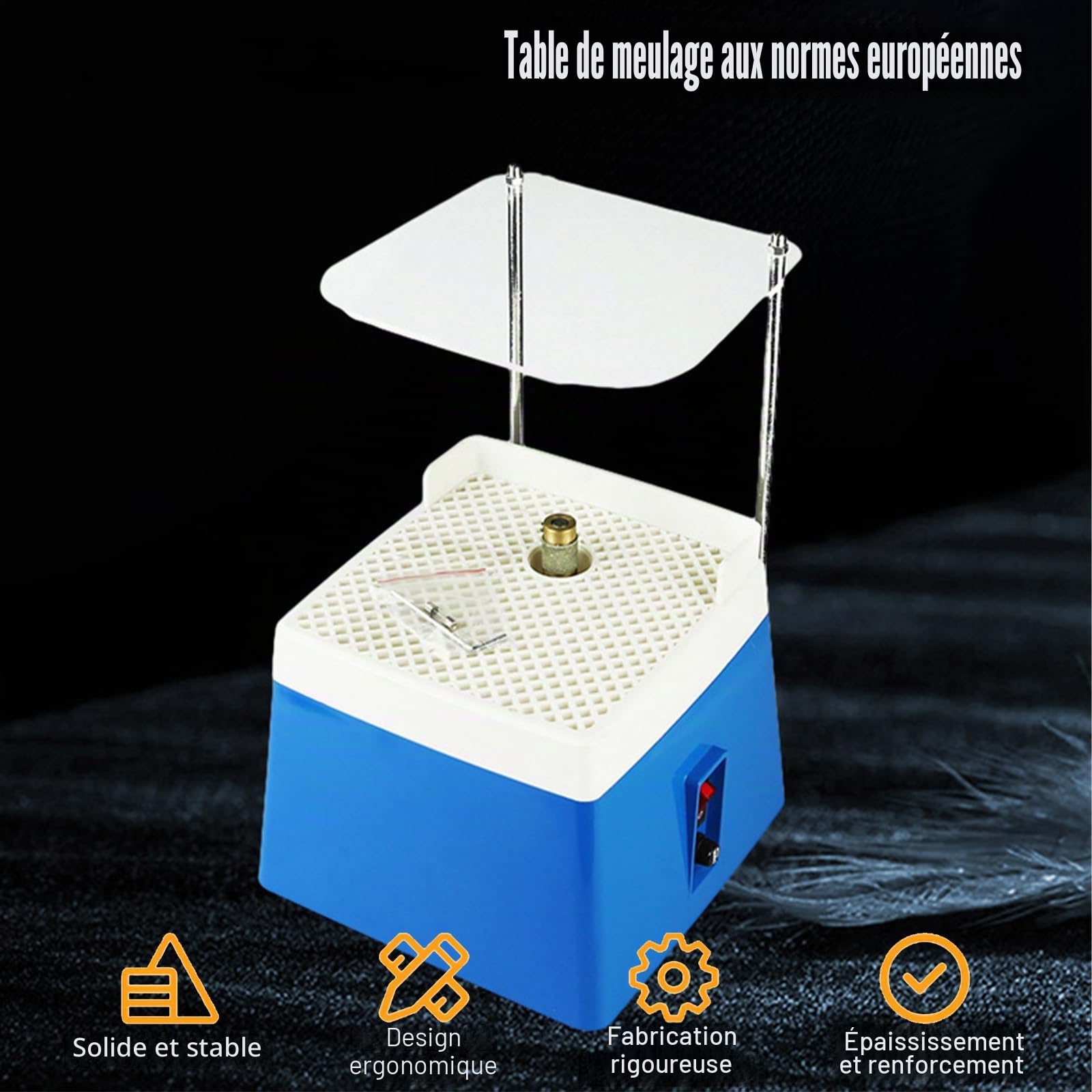 Kit Vitrail, 65 W Ponceuse à Verre,4200 tr/min Moulin Portable pour Vitrail Avec Foret Diamanté,Pour Verre et Céramique,Alimentation Automatique en eau (Avec Plaque de Rebond)