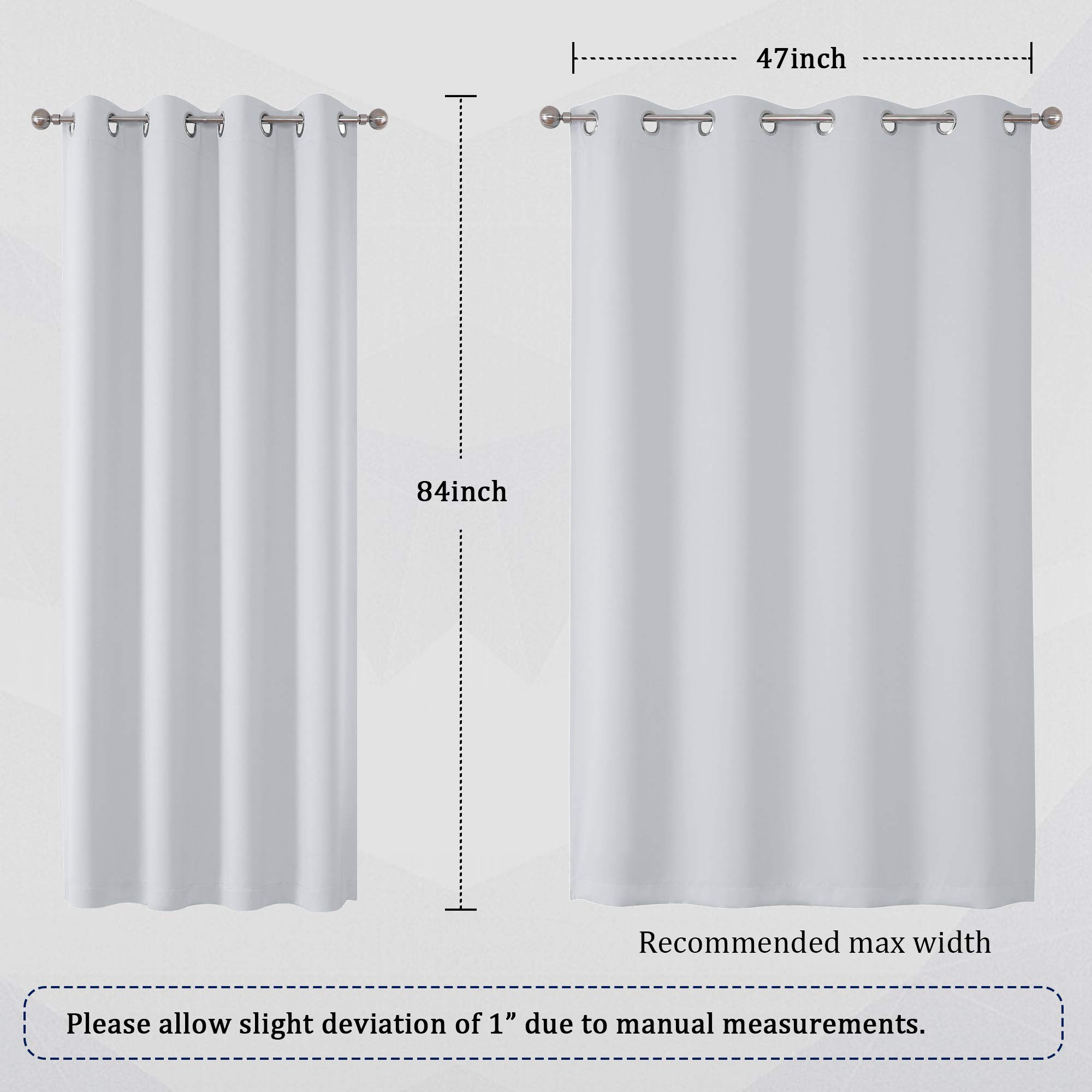 DUALIFE Greyish White Curtains for Bedroom Grommet Top Thermal Insulated Room Darkening Window Drapes for Living Room 84 Inches Length Set of 2 Panels 52 x 84 Inch Length