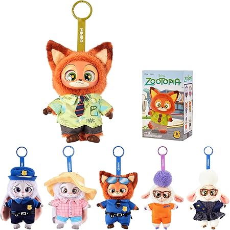MINISO Disney Zootopia Soft Vinyl Plush Toy Blind Box Cute Mystery Animal Figurines, Collectible Surprise Gift Figure Model Random Design for Home Decor Birthday Gifts, Single Box