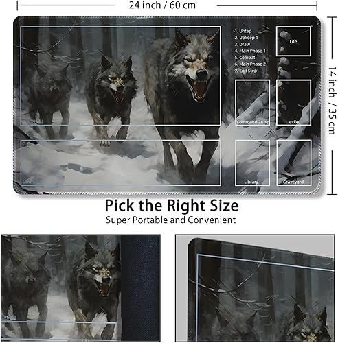 Miniatura 48 de Tapete de juego para MTG, con bolsas de almacenamiento gratis, tapete de juego de 24 x 14 pulgadas, TCG y tapete de juego de mesa para tarjetas