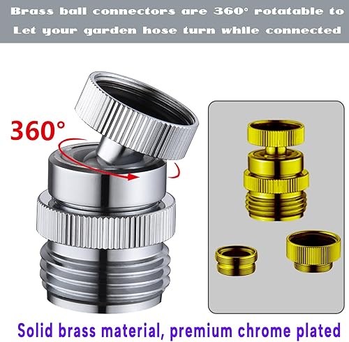 Miniatura 6 de Adaptador de grifo de fregadero de latón a manguera de jardín, kit adaptador de grifo Ceaeso con aireador, adaptador de manguera de fregadero